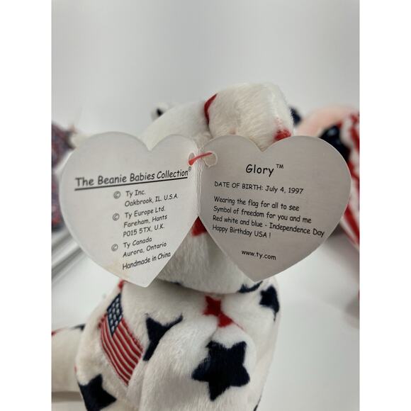 Ty Beanie Babies Patriotic Bear Bundle (3pcs) USA, Glory And Spangle - Picture 14 of 16